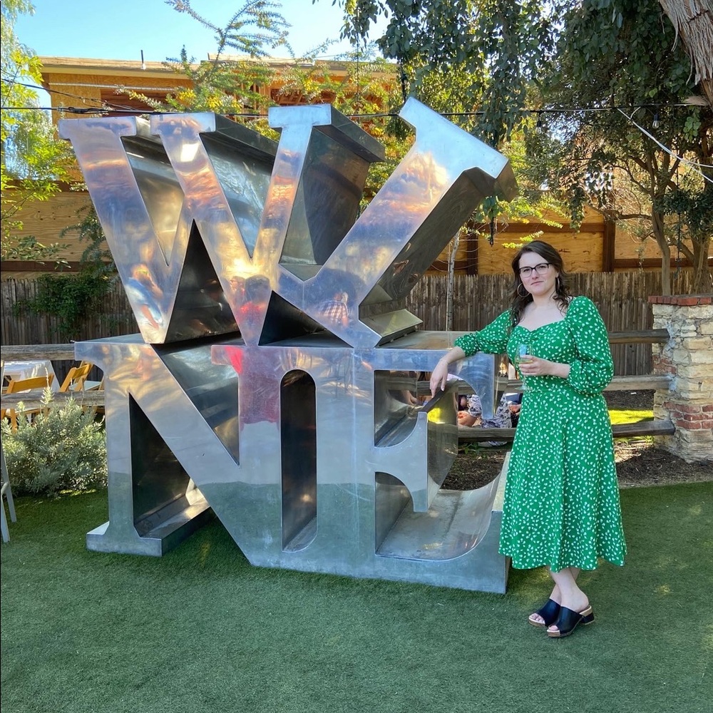 H&M green floral top